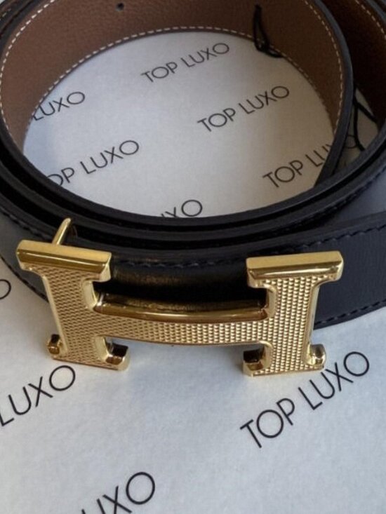 Hermes Reversible Belt Black/Brown 90cm - Gold Buckle main image 4